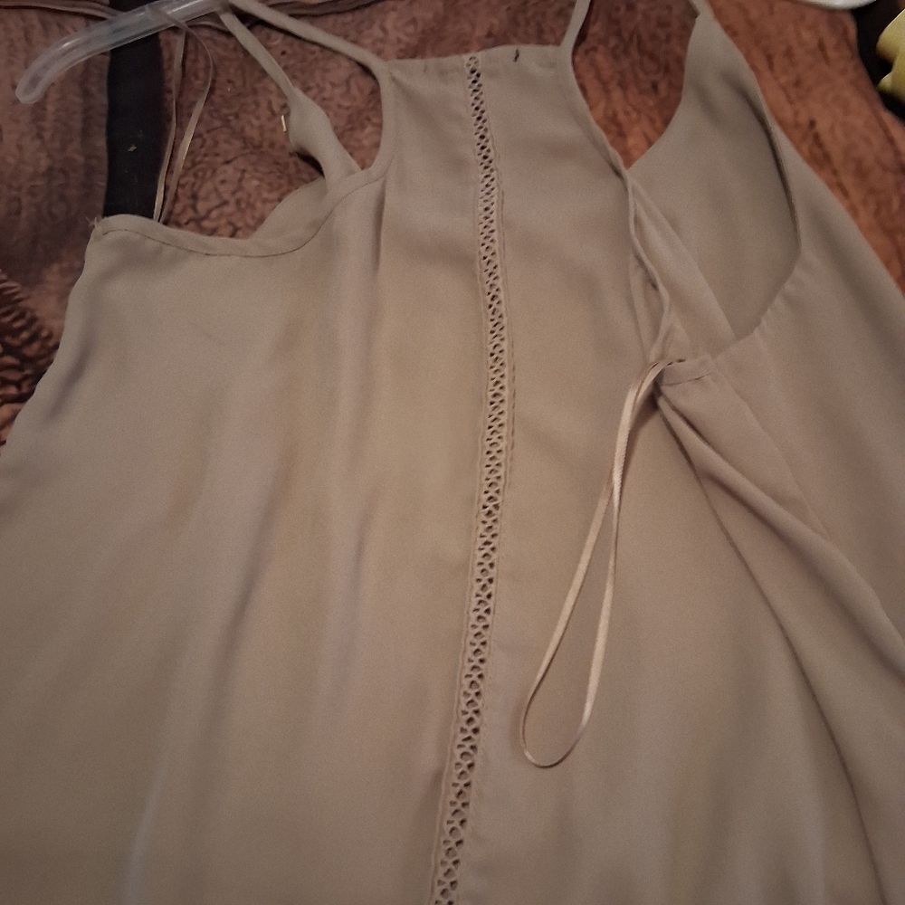 Elegant Beige Women's Top Ambiance Layered  Cami, NWOT SZ L
